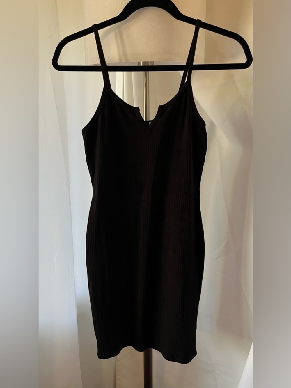 NEW Sleek Black Ribbed Slip Dress